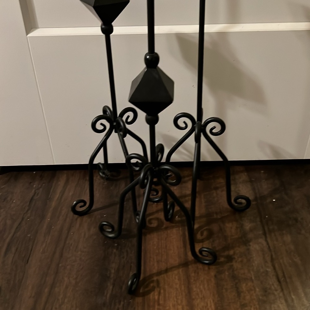Set of 3 tall Metal Fireplace Mantel Decorative Candle Holders - Picture 3 of 3